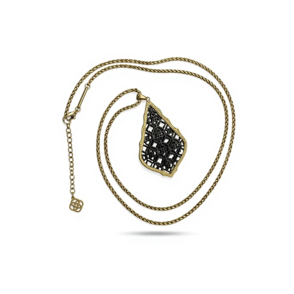 Kendra Scott Jewelry - Kendra Scott Aiden Gold & Black Pendant Necklace 2118